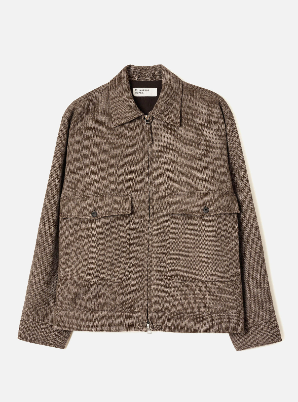 E130 JACKET WOOL HERRINGBONE BROWN