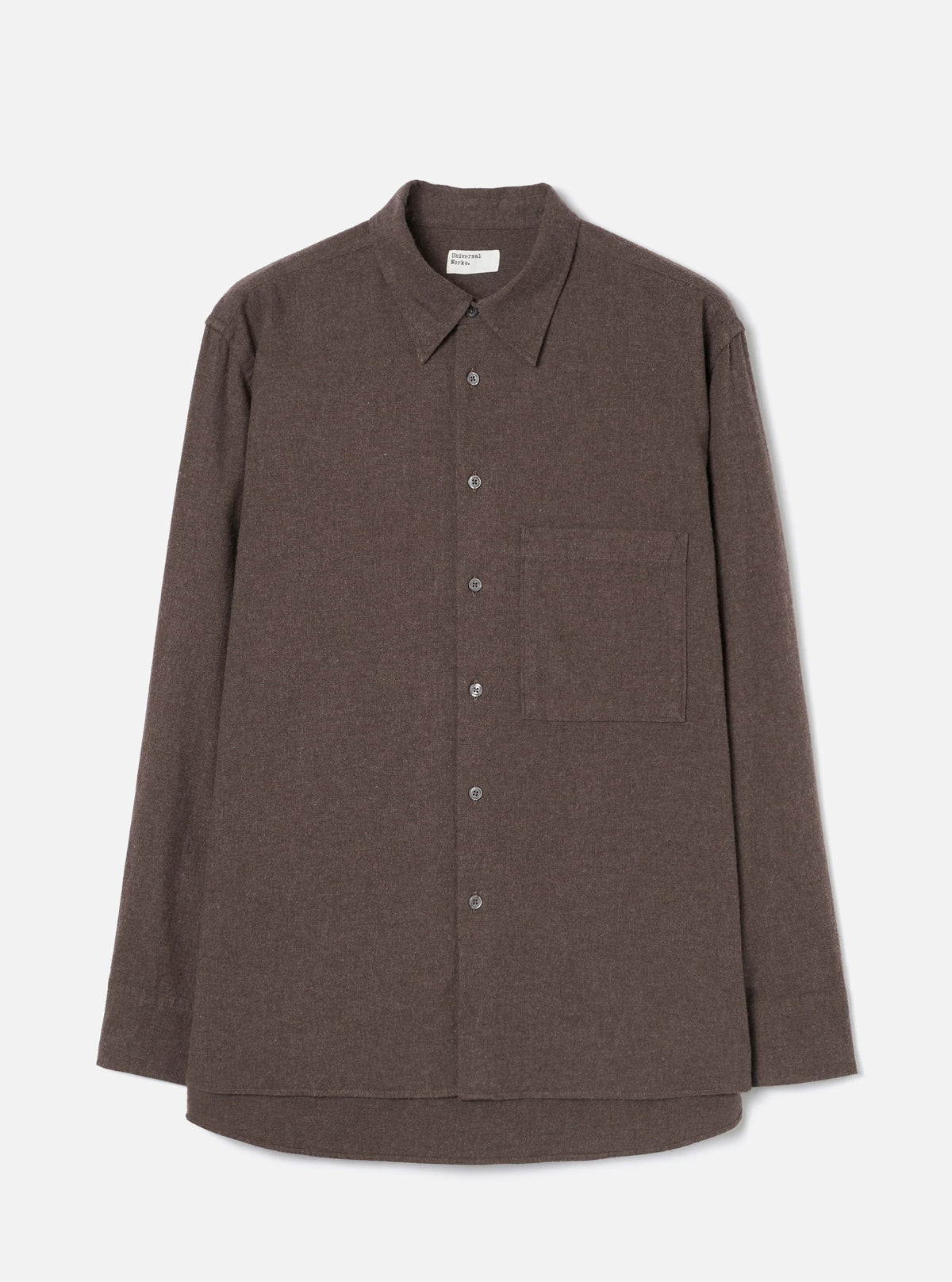 SQUARE POKCET SHIRT BRUSHED FLANNEL BROWN