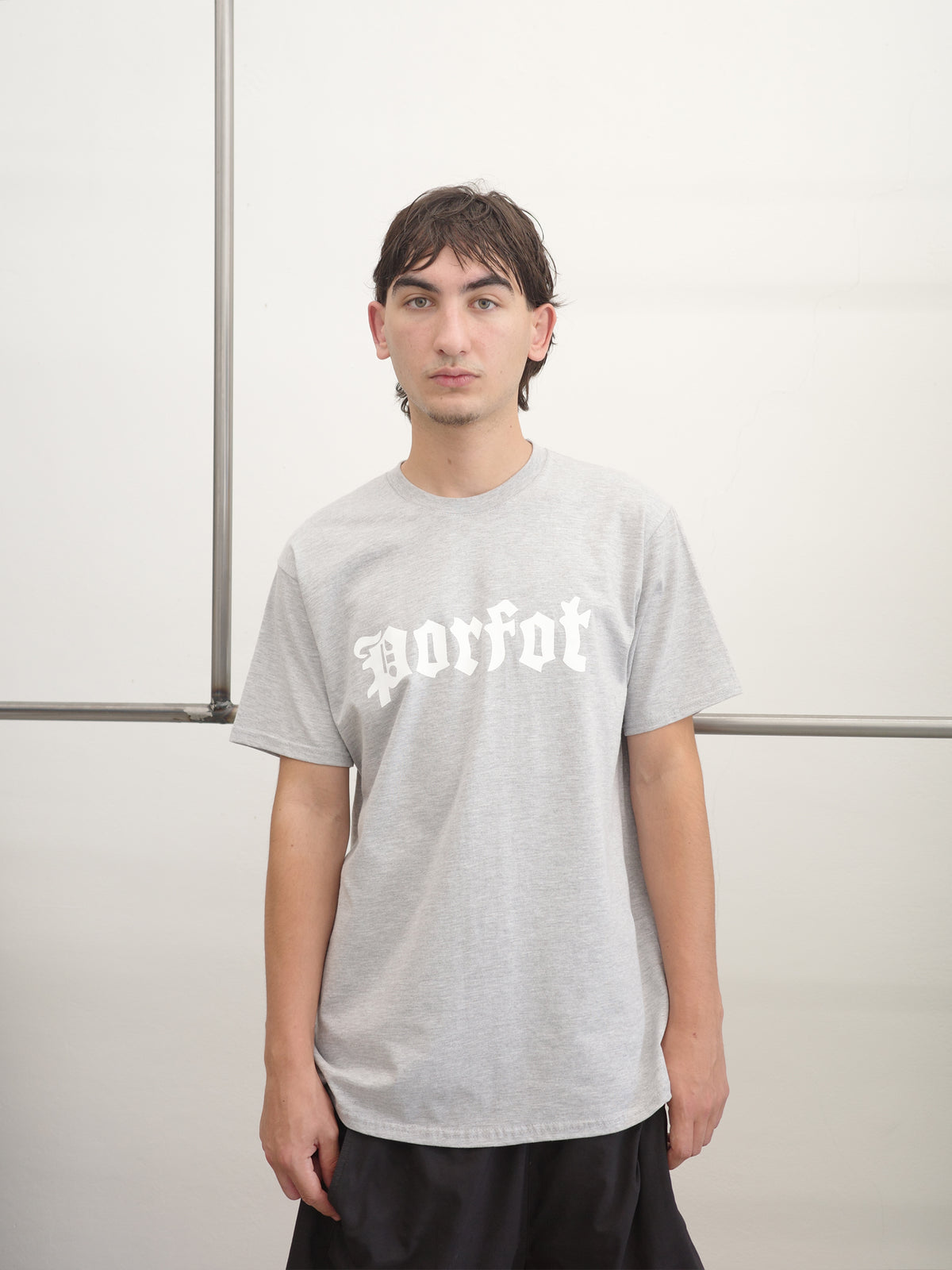 LOGO WHITE/GREY HEATHER T-SHIRT