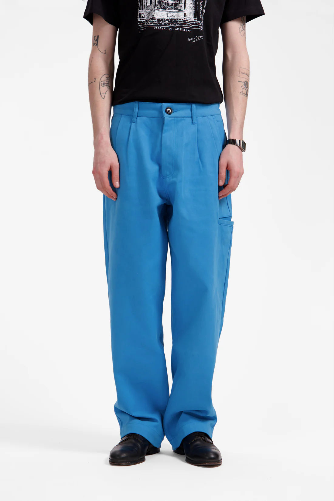 WIDE FIT PANTS SKY BLUE